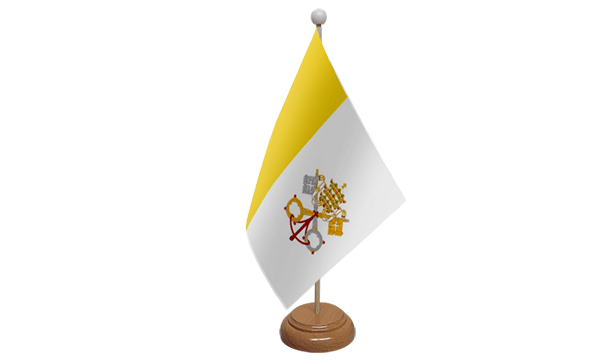 Vatican City Small Flag with Wooden Stand